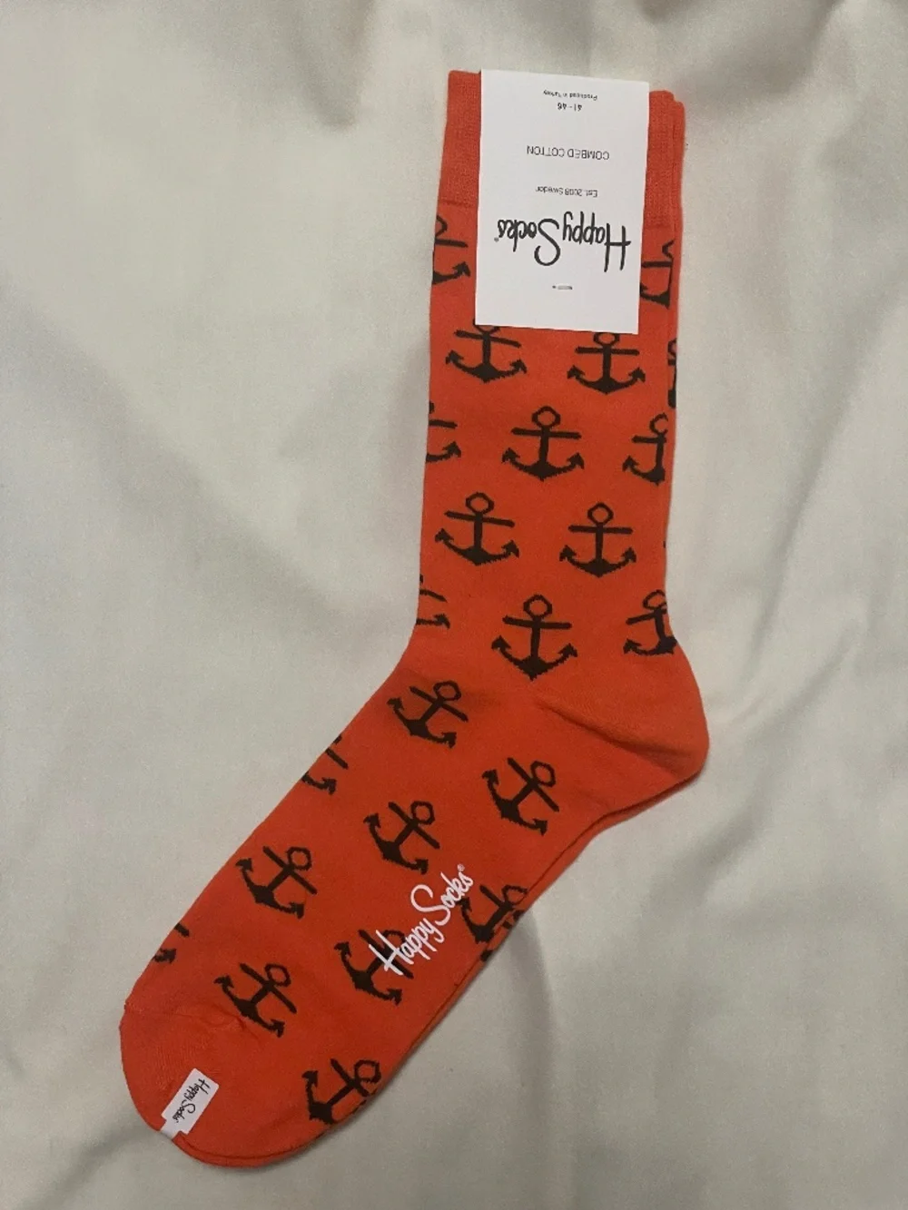 HAPPY SOCKS - Brand new with tags - Size 10-13 (US) - Orange Red socks - Anchors